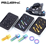 RISK Bicycle 4 Pcs M6x18mm Titanium Alloy Mountain Bike Disc Brake Fixing Bolts Screws with Grooved Washer MTB Bicycle SLX XT Clamp