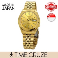 [Time Cruze] Seiko 5 Automatic SNXC34J5 Japan Made Gold Pattern Dial Jubilee Strap Men Watch SNXC34J5 SNXC34J