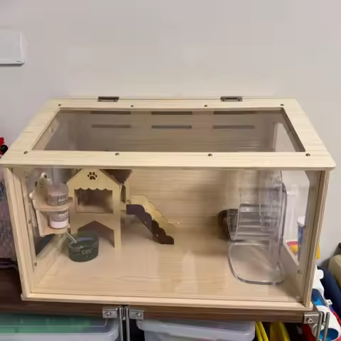 Wooden Hamster Cage Golden Hamster Ventilate Breeding Box Large Luxury Hamster House Small Animal Ho