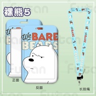 Long Lanyard Name Tag Bare Bear Three Bears Student Card Holder Bank ID Card Holder Subway Bus Card 