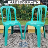 bangku sandaran hijau plastik kursi bangku pesta sender tinggi kuat