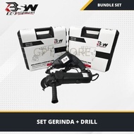 BSW  SET ANGLE GRINDER + ELECTRIC DRILL +  SET MATA BOR - Bor 10 mm &amp; Gerinda 4 in Koper BSW by GPT STORE