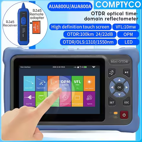 AUA-800A/U OTDR 1310/1550nm 26/24dB OTDR Fiber Optic Reflectometer Touch Screen VFL OLS OPM Event Ma