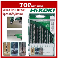 Hikoki\Hitachi 401982 5/6/8mm Metal Masonry Wood Mixed Drill Bit Set- 9pcs