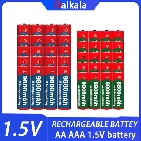 2026 Rechargeable Batteries New 1.5V AA 9800 +1.5V AAA 8800 Alkaline1.5V Rechargeable Battery for Cl