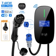 AFEEV 22KW 32A 3Phase EV Charging Station Type2 IEC62196-2 CEE Plug 7.6KW/11KW 16A Wallbox Wall Moun