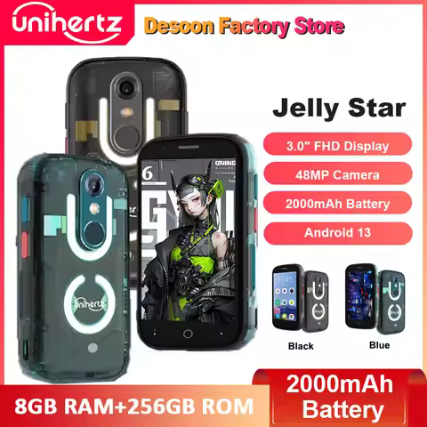 8849 Unihertz Jelly Star 8 Гб + 256 Гб Smallest Android 13 Smartphone Led Light Transparent Backshel