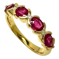 Size 11, Ruby (total 1.12ct), Diamond (total 0.05ct), K18 Gold Ring, 3.7g, Women's [Used]