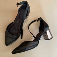3折💔[EU35] 可跑步! 人體工學波鞋底💖美國名牌ROCKPORT 🇺🇸(原價接近HK$4,000) 黑色真皮小羊皮綿羊仔皮高踭鞋高跟涼鞋 black genuine lambskin leath