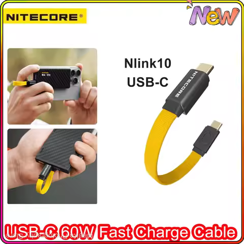 NLink10 USB-C 60W Fast Charge Cable 7CM Short Dual Type-C Cable Magnetic Storage for NITECORE NB1000