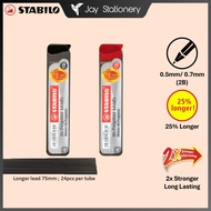 Stabilo Mechanical Pencil 2B Lead Refill 0.5mm/ 0.7mm 24pcs/tube 320642B / 320842B / Stabilo 2B Isi 