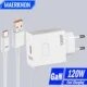 120W USB Charger GaN Fast Charging 10A USB Type C Cable Quick Charge 3.0 Wall Mobile Phone Charger A