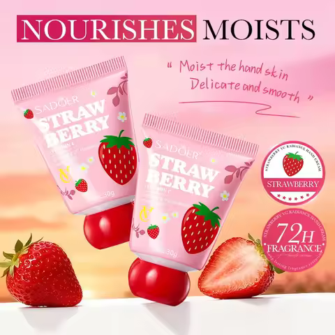 SADOER Strawberry Hand Cream for Hands Moisurizing Whitening Anti Wrinkles Anti-Aging Hand Skin Care