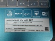 台中筆電維修：ACER Aspire one 722開機無反應,開機斷電,顯卡故障花屏,面板變暗.無畫面,泡水機維修