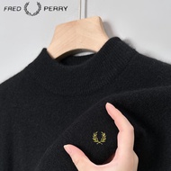 2024 Fred Perry FRED PERRY Lúa mì Cashmere Shirt Mùa đông Mens Bán cao cổ dày ấm thêu đan áo len