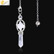 Merkaba Pendulum Rotatable Crystal Ball Crystal Column Natural White Crystal Pendant Amethyst Free S