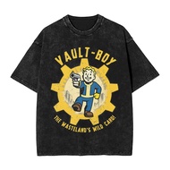 2026 Fashion 20262025Cross-Border European Size Washed T-Shirt Joined vault Fallouts Tec Hip-Hop Fas