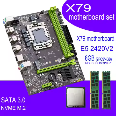 QIYIDA X79 motherboard with XEON E5 2420 V2 2*4GB = 8GB DDR3 memory combo kit set NVME MATX Server
