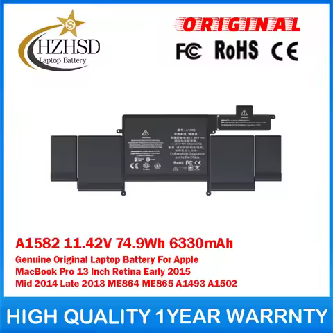 A1582 11.42V 74.9Wh 6330mAh Genuine Original Laptop Battery For Apple MacBook Pro13Inch Retina Early