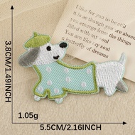[Angel Bella DIY Handmade] AS174|Self-Adhesive Sausage Dog Patch Cloth Embroidered Canvas Bag Childr