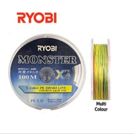Ryobi Monster X4 Multicoloured Braided Line [100m] (15lbs/20lbs/30lbs/40lbs/50lbs)
