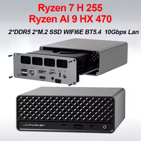 SZBOX LS5 AMD Ryzen 7 H 255/Ryzen AI 9 HX 470 Gaming Mini PC 2*DDR5 2*M.2 SSD WiFi6E BT5.4 10GbE LAN