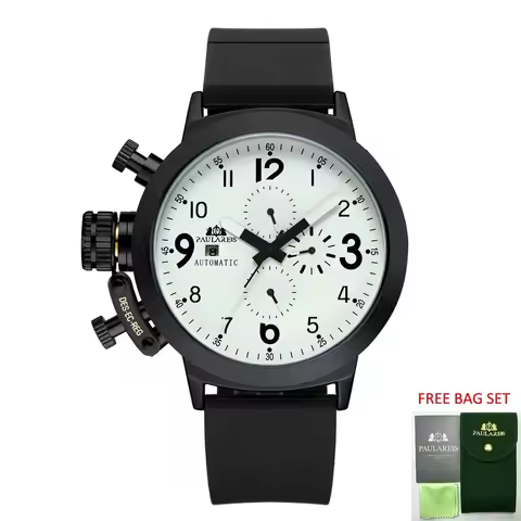 Automatic Watches for Men Mechanical Self Wind Rubber Boat Case Orange Blue Yellow Grey Fashion U Le