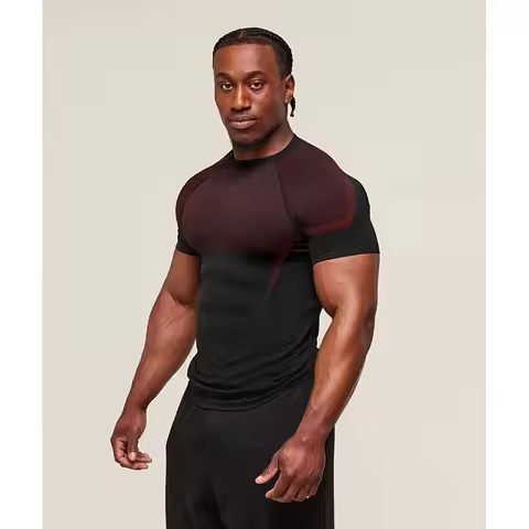 Summer Men's High Elastic Quick Dry Sports Shark T-Shirt men Tight Fitness Training Workout Breathab