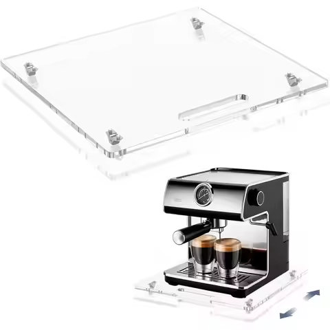 Coffee Maker Slider Tray for Counter Acrylic Coffee Maker Slider with Rubber Wheels 14x13in Holder B
