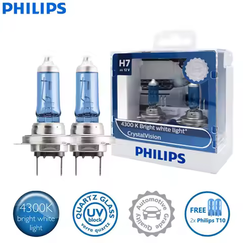 2X Philips H7 12V 55W PX26d 4300K Bright White Light Crystal Vision Halogen Headlight Car Bulbs with