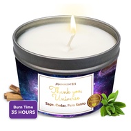 MAGNIFICENT 101 Affirmations Sage, Cedar, Palo Santo, sprinkle of sage leaves Smudge Candle for Hous