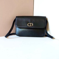 【LA LUNE】日本中古二手Dior黑色金扣皮革小包單肩側背斜孭手袋