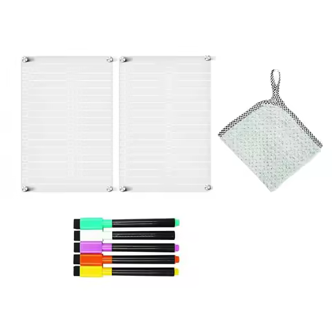 HJ-Acrylic Magnetic Dry Erase Board For Fridge,Clear Magnetic To Do List White Board,2Pcs Acrylic Dr
