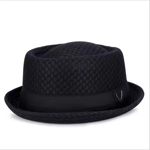 New Breathable Hat England Mesh Flat Straw Hat Retro England Jazz Foldable Sun Hats Panama Casual Pa