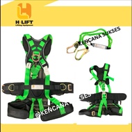 H-Lift Advanced Full Body Harness With Elastic Double Lanyard Green