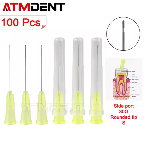 100Pcs Dental Needle Tip Endo Irrigation Canal Washing Needle Tip End-Closed Side Hole Endo Syringe 