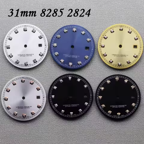 31mm No logo Diamond Set Watch Dial Case Mod Parts Suitable For datejust Seiko Miyota 8215/8200 ETA2