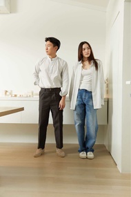 B/W stripe cotton shirt