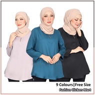 FC Mart - Blouse Muslimah Ironless / Blause Wanita Tak Payah Gosok / Long Sleeves Women Blouse / Baju Blause Perempuan