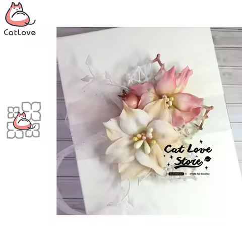 4PCS Flower Series Metal Cutting Dies Scrapbooking Stencil Decorative Craft Embossing Die Cuts Card