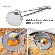 PEK-Kitchen Stainless Steel Filter Spoon with Clip Mesh Colander Oil Fried Drainer