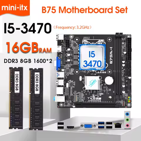 B75 mini ITX Motherboard Set Combo Kit Core i5 3470 processor 16GB DDR3 PC Memory B75 LGA1155 placa