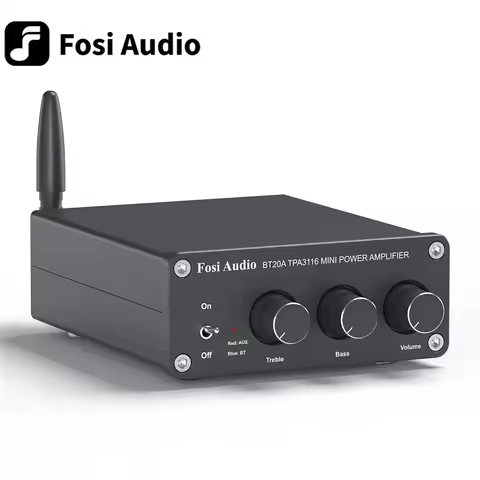 Fosi Audio BT20A Blue TPA3116D2 Sound Power Amplifier 100W Mini HiFi Stereo Class D Amp Bass Treble 