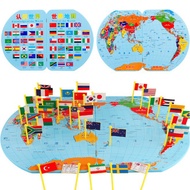 Kids 3D Wooden Map World Map Flag Game Children Early Learning Educational Toys