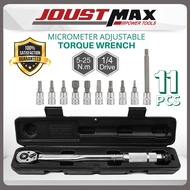 1/4" 5-25Nm 11Pcs Set Adjustable Micrometer Torque Wrench Spanar Ratchet Impact Wrench Socket Adjust