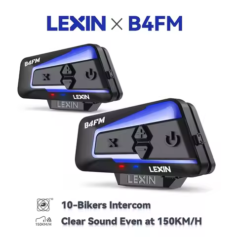 Lexin B4FM-X Bluetooth Motorcycle Intercom Helmet Headsets,BT 5.0 Wireless Communication Interphone 