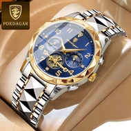 POEDAGAR Men's Watch Waterproof Original Luxury Luminous Stainless Steel Mens Watches Relo