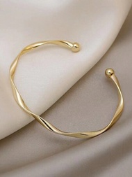 1入組細款調節扭紋手鐲,適用於女士和女孩的珠寶配飾禮品
