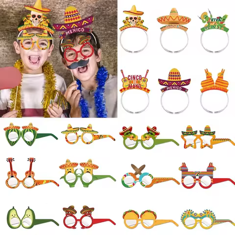 Mexican Party Paper Glasses Fiesta 3D Paper Funny Glasses Kids Birthday Gift Colorful Glasses Decora