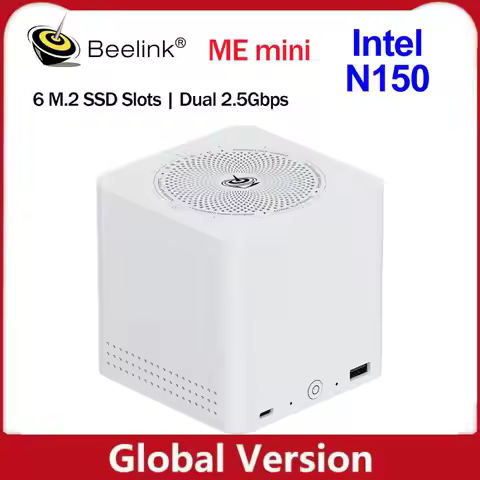 ME Mini NAS Home Network Storage Intel Twin Lake N150 12GB LPDDR5 2T SSD WiFi6 4K Dual 2.5G LAN Comp